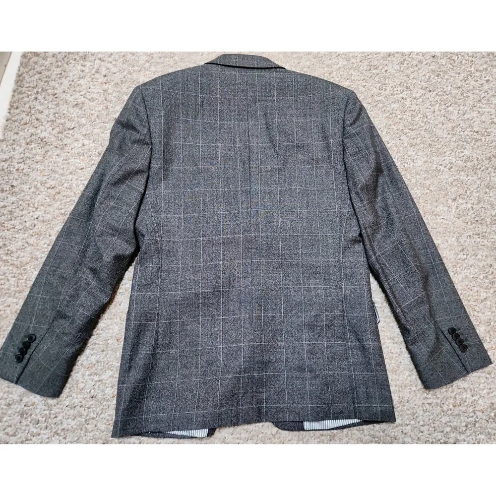 Banana Republic Standard Fit Marzotto Italian Wool Gray Windowpane Blazer 38R